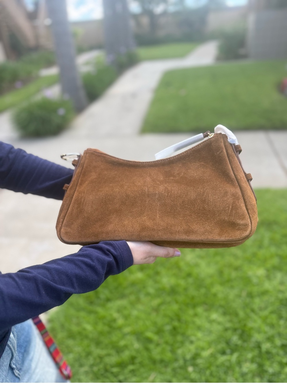 Quince Sutton Suede Small Shoulder Bag Color - Whiskey